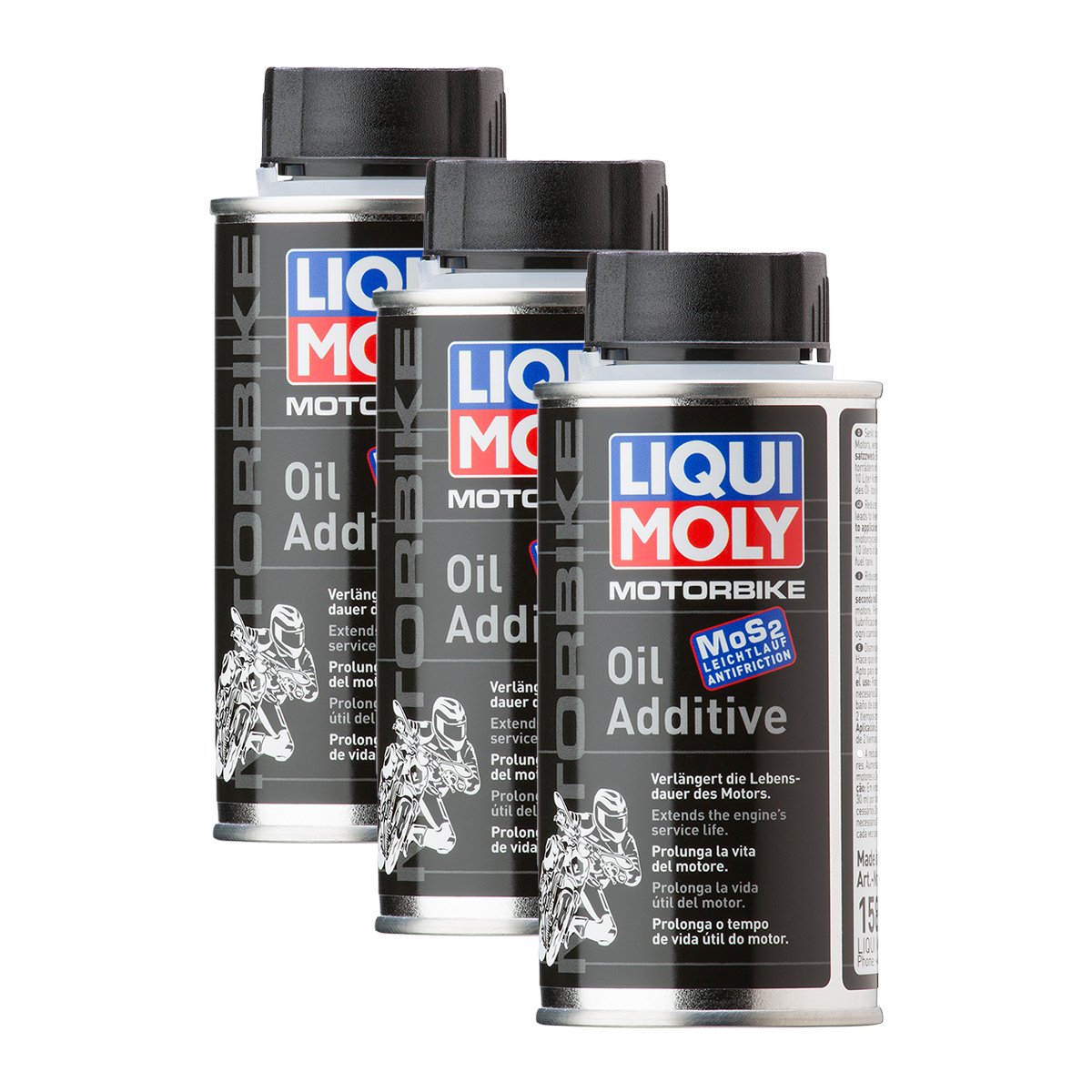 Additivo per Olio Liqui Moly, 3 Unità, 1580, per Moto, Mos2, Protezione contro Usura, 125 ML