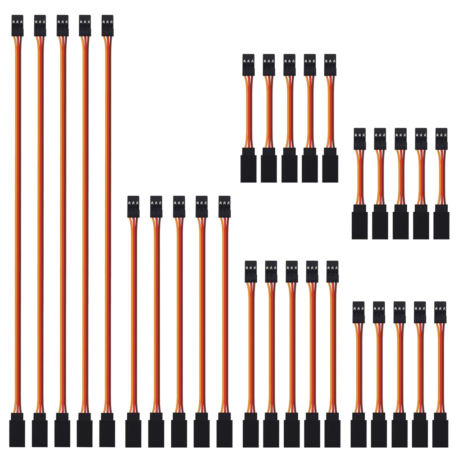 ACEIRMC 30pcs 3-Pin Servo Extension Cable Cord Female to Male Lead Wire Connector JR for RC Car Airplanes Remote Control (6 Sizes/ 10cm 15cm 20cm 30cm 50cm 100cm)