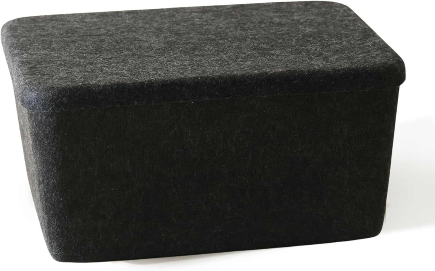 SortJoy The Wide Sculpted Bin + Lid Felt Storage Basket 3-piece Set Drawer Organizer Basket Box for Toys Pet Books Clothes Closet Bathroom, Pantry, Kitchen (In Carbon Dark Grey x3) 12 x 9 x 6