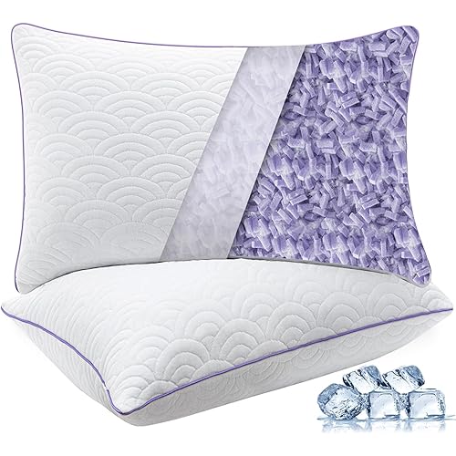 MOLCLCUY Memory Foam Pillows Queen Size Set of 2 Adjustable Cool Pillow for Side Back Stomach Sleepers Luxury with Washable Cover