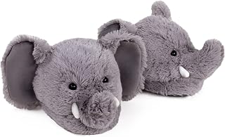 Fuzzy Elephant Slippers for Women and Men - Fluffy Plush Animal Slippers for Adults