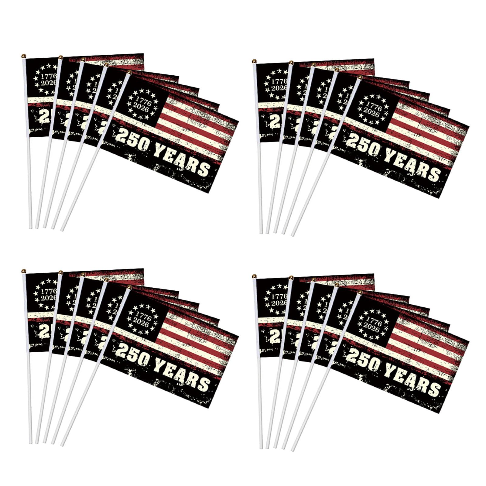 APGLSXY 250 Years Stick Flags 250 Anniversary Handheld Flags Patriotic Americans Flag on Stick for 4Th of July Independen Day Patriotic Americans on
