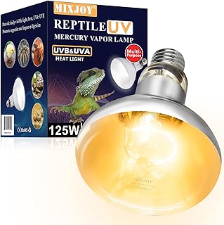 MIXJOY 125W Reptile Heat Lamp Bulb, High Intensity Self-Ballasted UVA UVB Light Bulb, Full Spectrum Sun Light for Reptile and Amphibian Use