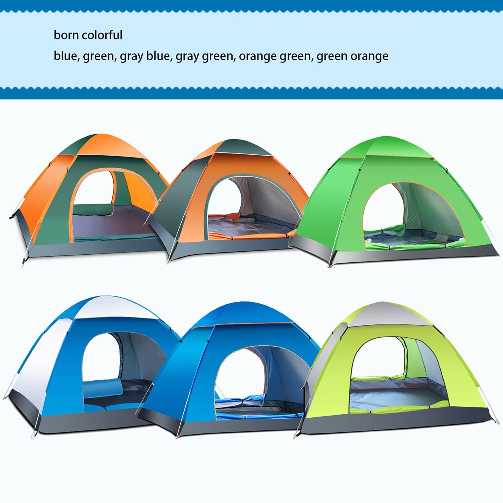 Tenda da spiaggia pop-up, tessuto Oxford 210D, due porte, ben ventilata, adatta per 2-3 persone, ideale per escursioni, campeggio e gite in spiaggia