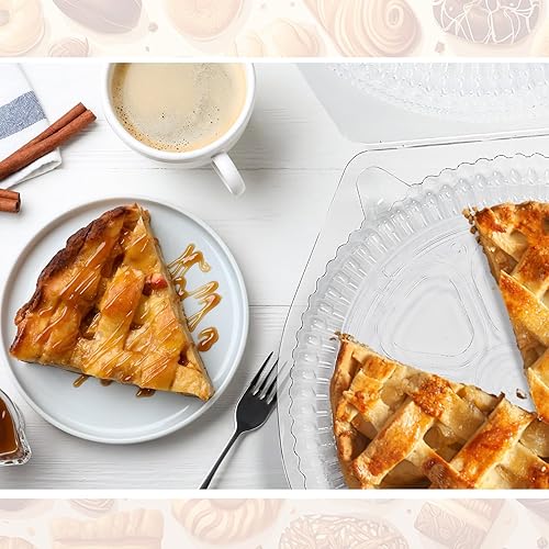 Miniatura 6 de 100 recipientes desechables de plástico de 9 pulgadas para tartas con tapas de bloqueo con bisagras, recipientes transparentes para flan con tapas,