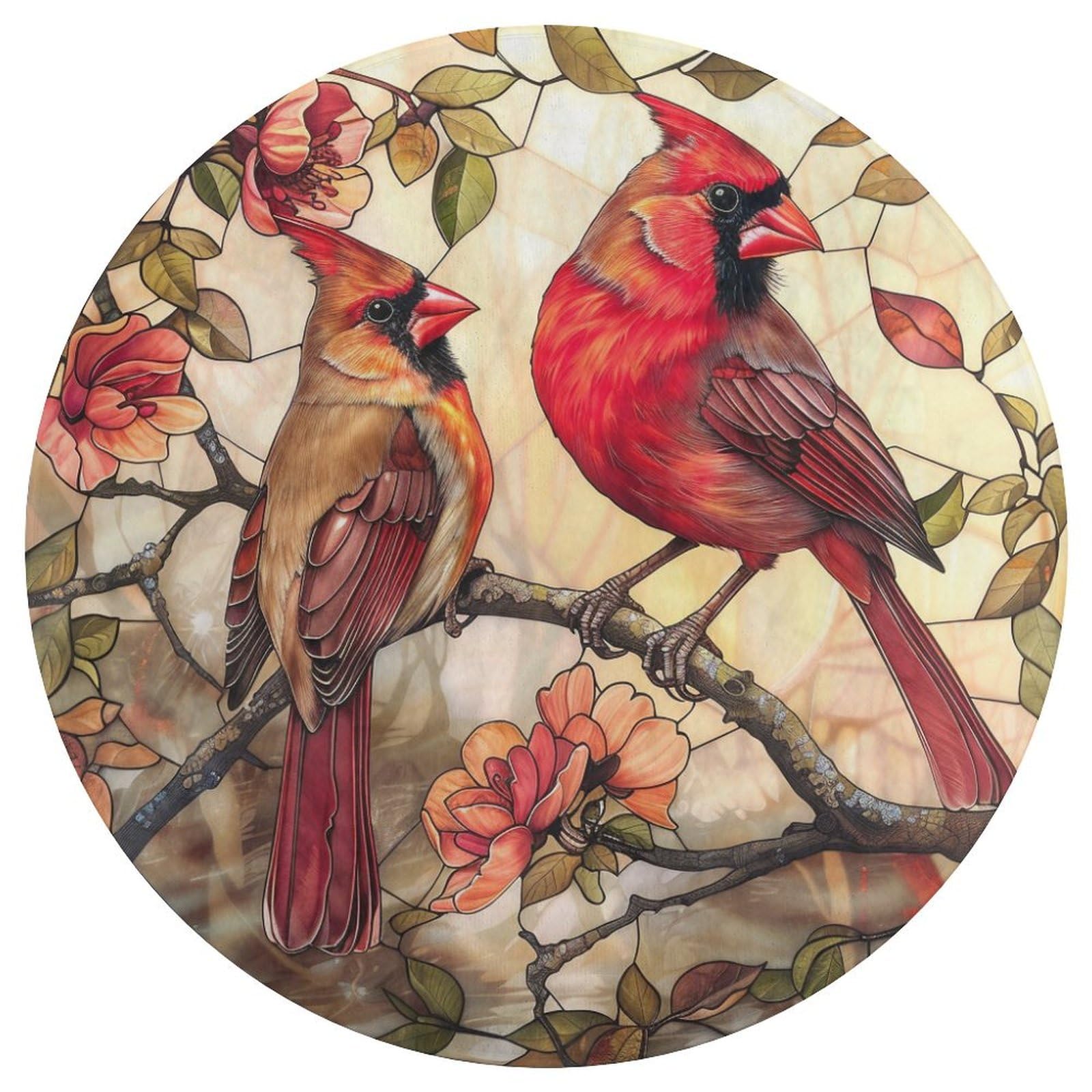Tapis rond moderne motif oiseaux vitrail pour sublimer l'ambiance du salon