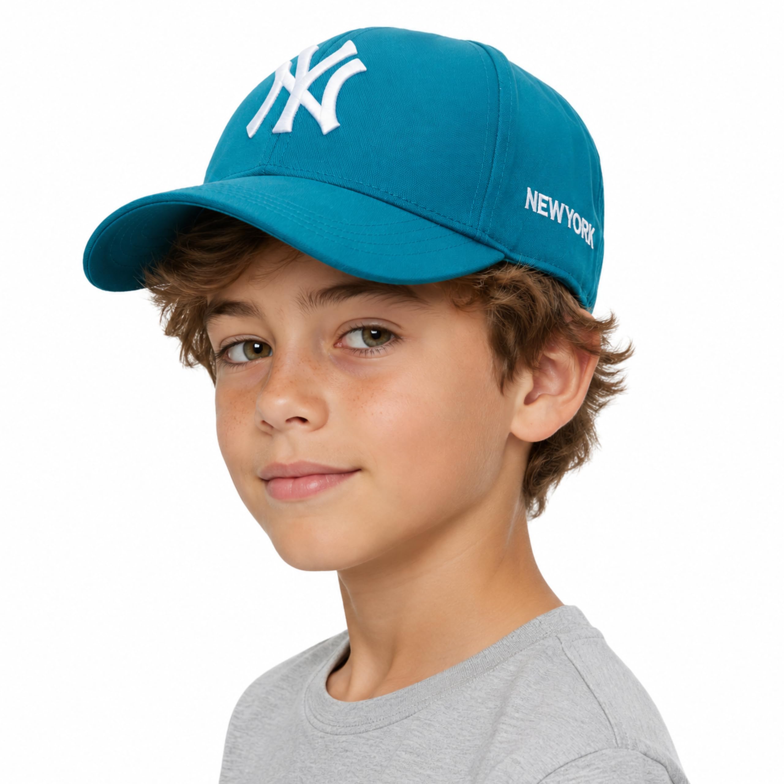 NY Baseball Cap for Kids, Adjustable Black Cotton Summer Cap, Unisex Sports Cap-picture-22