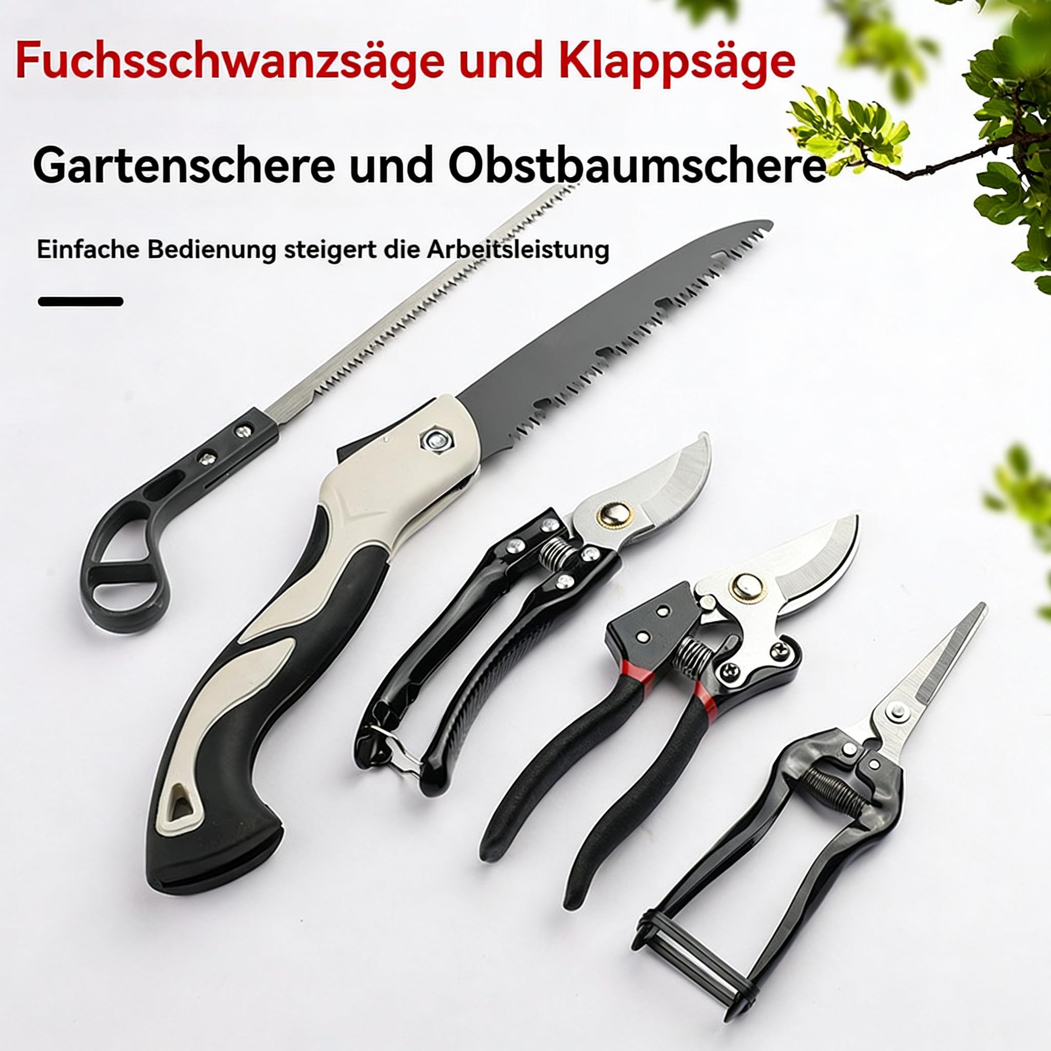 Gartenset,Gartenschere für Gartenarbeit,Rosenschere,Gartenwerkzeug,Garten Zubehör, Astsäge,Klappsäge, Fuchsschwanzsäge,Professionelle Schneidwerkzeuge Set für Topfpflanzen, Pflanzen & Büsche