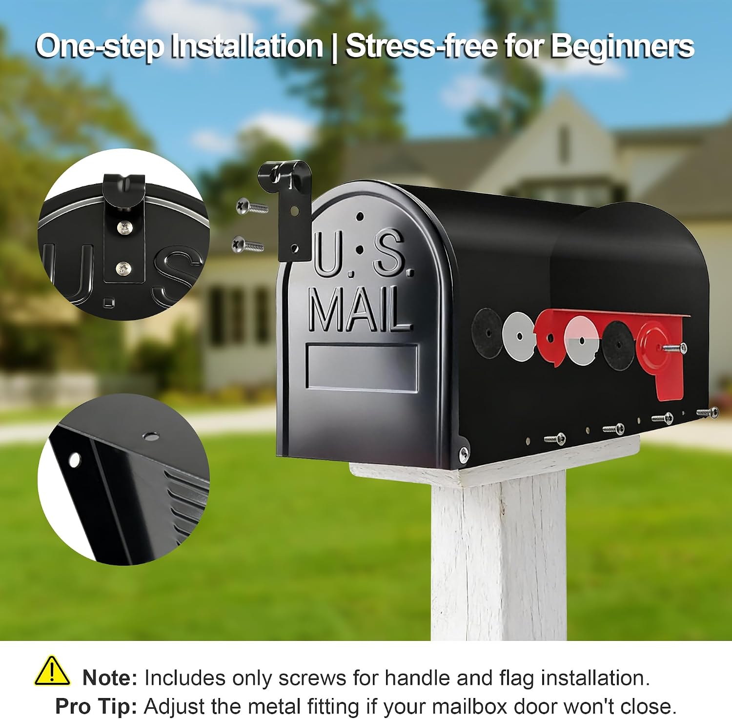 Black Galvanized Steel Post-Mount Mailbox, 19 x 8.7 x 6.7 inches, Standard Mail Box,Medium Capacity,Mailboxes for Outside Post Mount