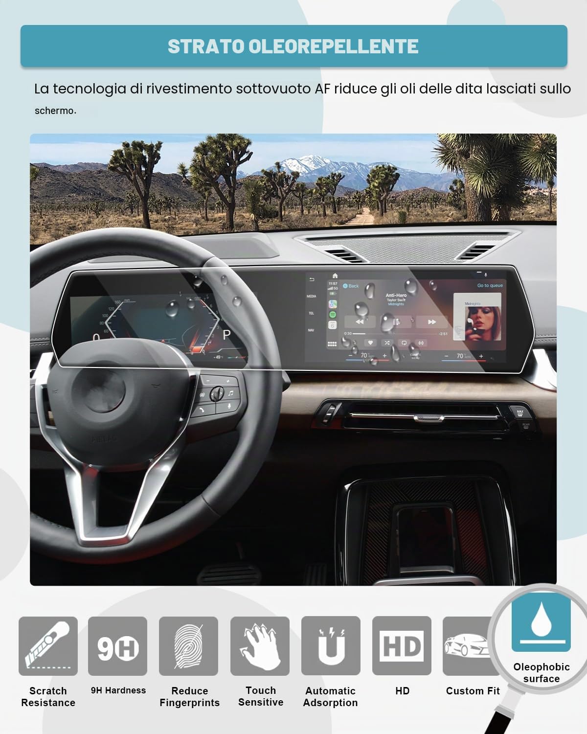 CDEFG Compatibile con BMW X1 iX1 U11/ X2 iX2 U10/ 1er F70 2022-2024 2025 Facelift Navigation Pellicola Protettiva in vetro temperato Antigraffio 10,25 + 10,7 pollici GPS Navigatore X1 U11 Accessori