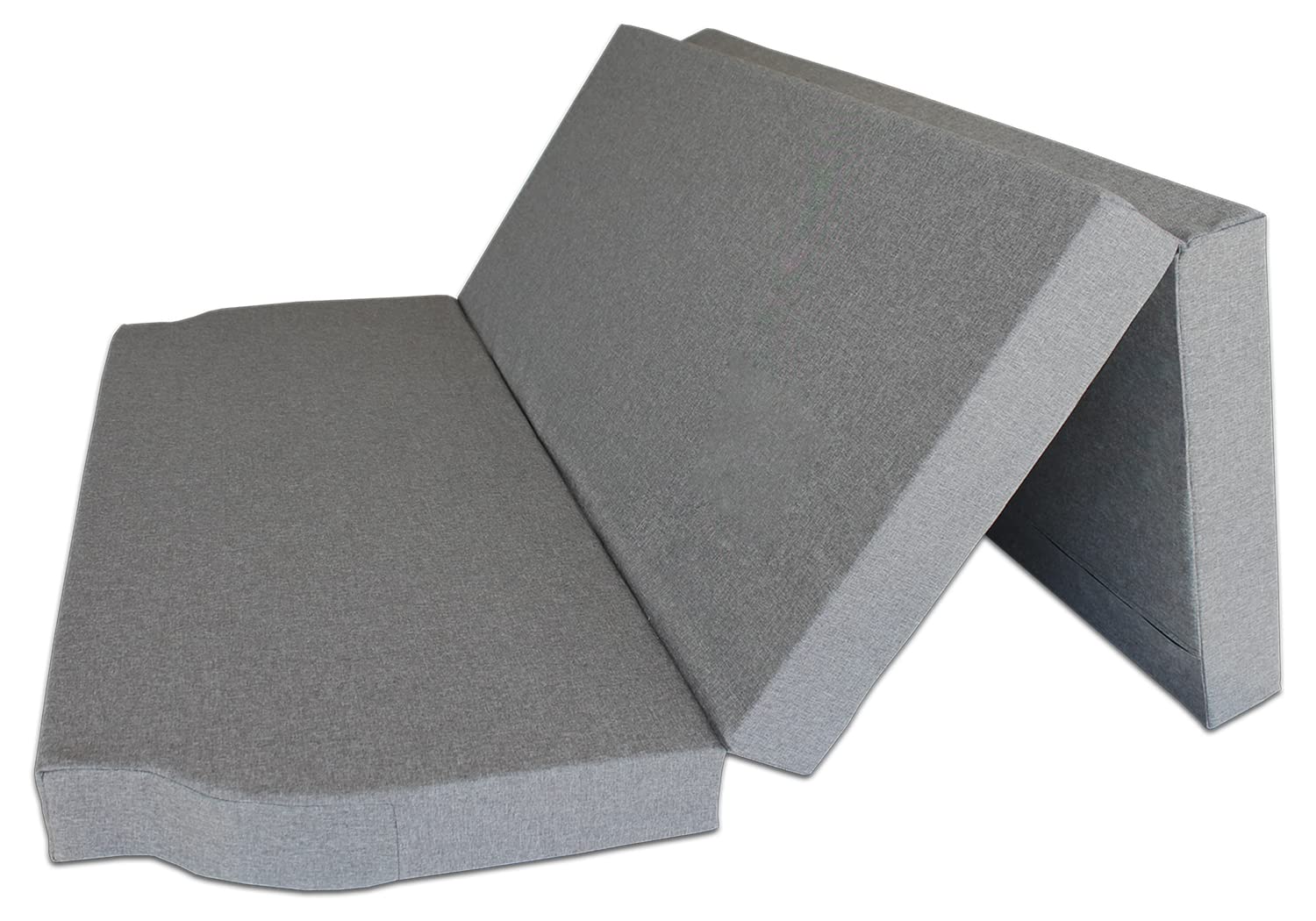 Ventadecolchones - Colchón Plegable con 3 cm de Viscoelástica para Furgoneta Volkswagen T5, T6, Multivan, California Beach y Caravelle con Espuma D25 en Loneta Premium Gris
