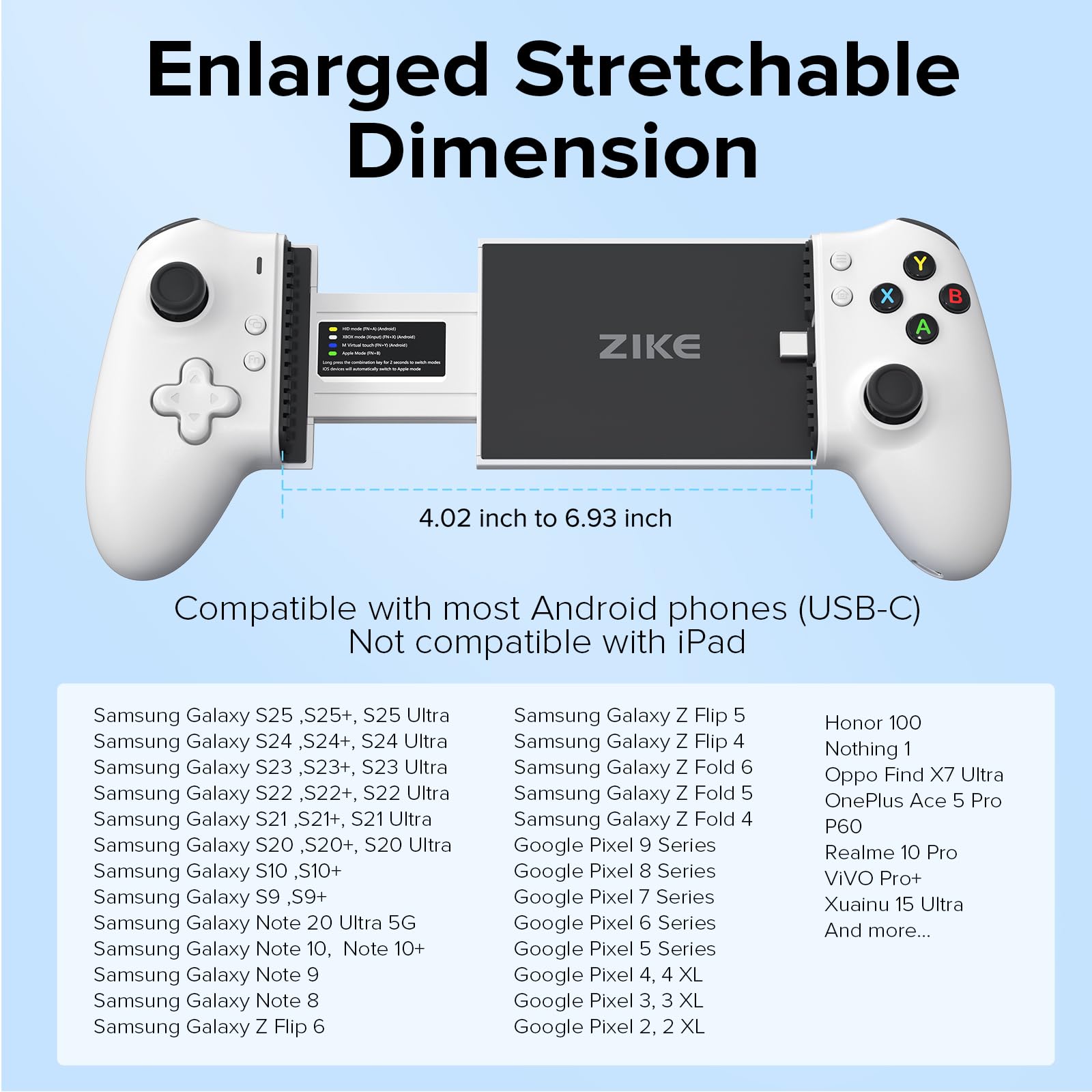 ZIKE Z331 - Controlador de juegos para iPhone 15/16/17 y Android, gamepad móvil USB C