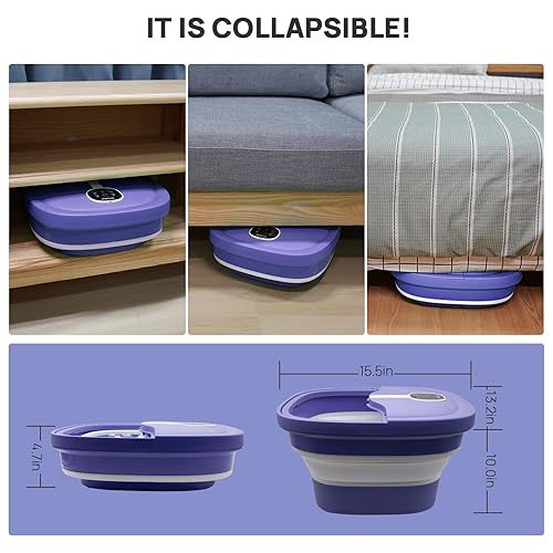 Vista 6 de HOSPAN Collapsible Foot Spa Electric Rotary Massage, Foot Bath with Heat, Bubble, Remote, and 24 Motorized Shiatsu Massage Balls. Pedicure Foot Spa