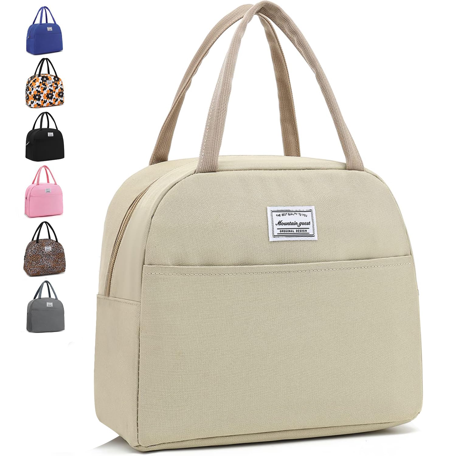 Lunch Bag Reusable Insulated Cooler Lunch Box Adult Water Resistant Tote Lunch Bag for Women /Men Work Picnic Beach or Travel (White)