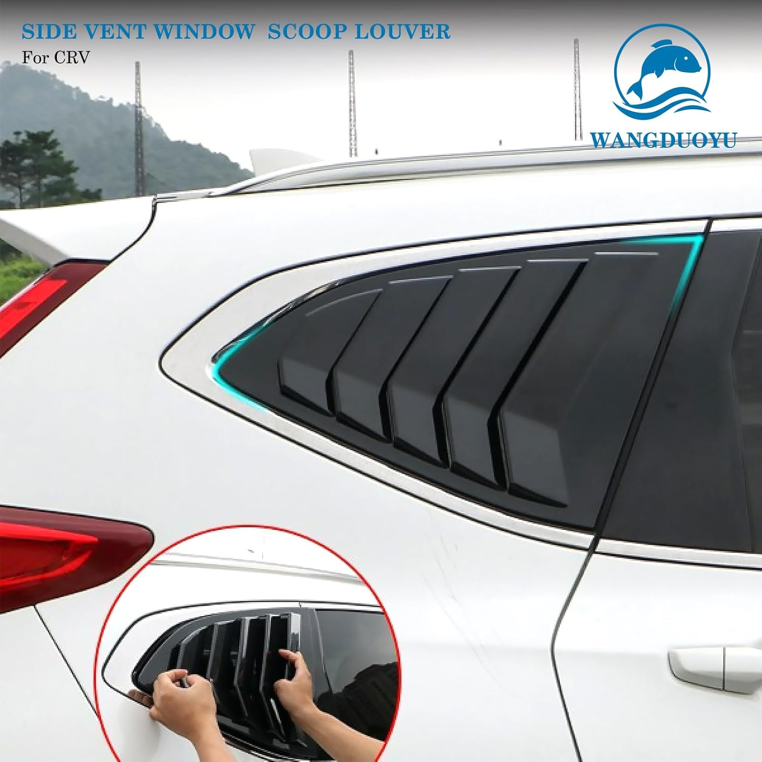 Rear Side Window Louvers Shutter Cover Air Vent Louvers Blinds Trim Compatible with Honda CRV CR-V 2017 2018 2019 2020 2021 2022 (for 2017-2022 CRV, Glossy Black)