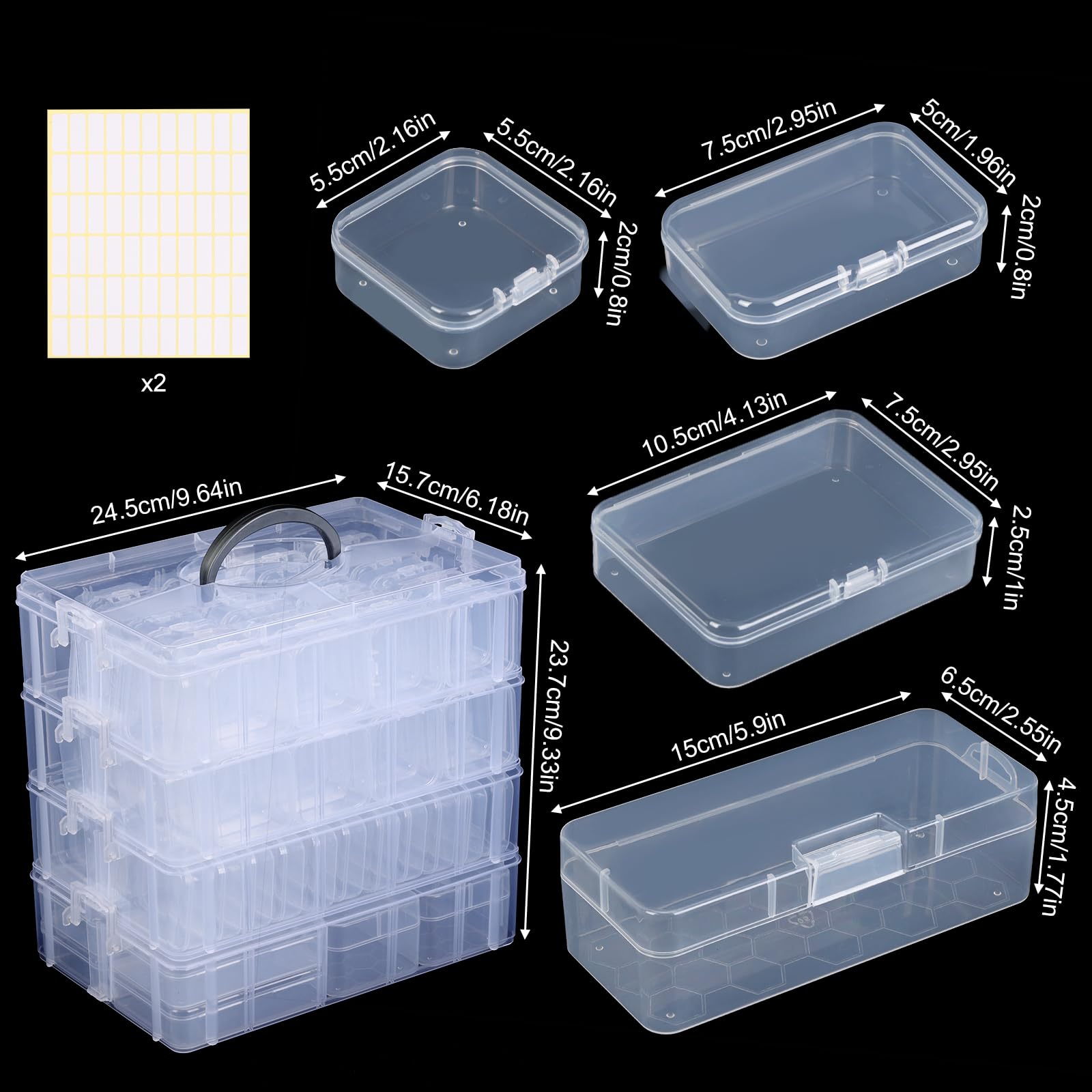 SGHUO Scatola organizer per perline, 84 pezzi, contenitori impilabili a 4 ripiani, per lavori artistici, nastri washi, giocattoli per bambini, gioielli, prodotti di bellezza e cucito