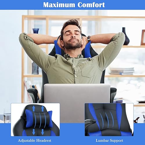 Miniatura 3 de Silla de escritorio para videojuegos, silla de juegos para PC, silla de jugador, cómoda ergonómica de piel sintética, silla de oficina para