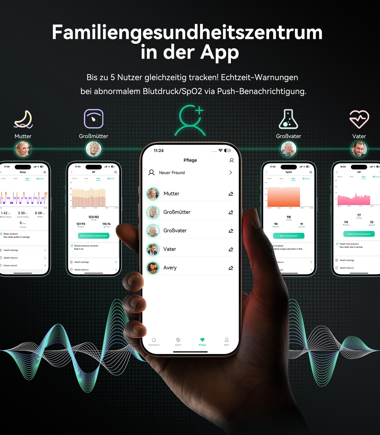 Smart Ring Mit kabellose Ladestation【JZ5.2-Chip & 0% Messfehler】【Militärgeprüftes Titan-Design & IP68】 Smartring Fitness Ring - 30 Sprachen & Herren für Android IOS（Schwarz, Größe 10）
