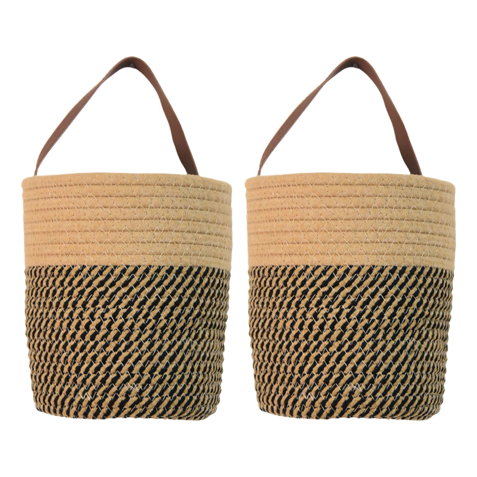 Piceioep Hanging Basket for Flower Container and Indoor Floor Planter Decorative Round Woven Plant Container Basket Planter Cover Small Hanging Plant