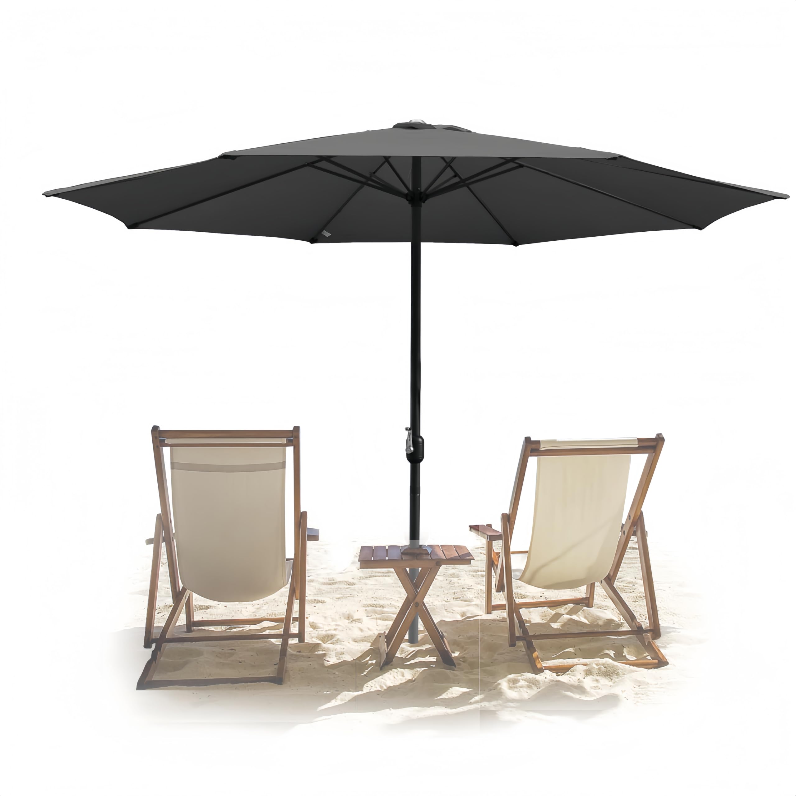 Sonnenschirm 270/350 cm, UV50+ Gartenschirm mit Handkurbel, 100% Polyester, 38 mm Mast, je nach Modell mit Solar-LED oder Neigefunktion, für Garten Terrasse Balkon, ohne Ständer