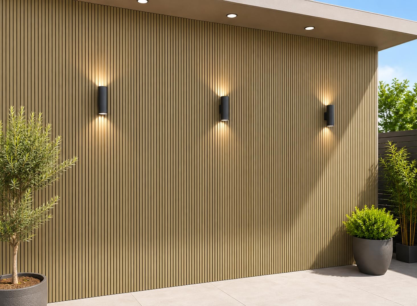 Outdoor Composite Wall Panels 240cm – Pack of 12 Slatted Cladding Panels – Weatherproof, UV Resistant WPC Wall Cladding for Garden, Fence, Exterior Feature Walls – Covers 4.61m² (Khaki)