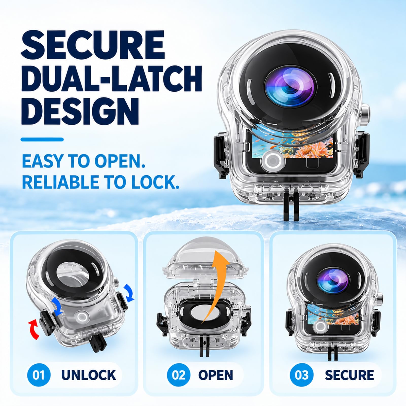 Funda de buceo invisible para DJI OSMO 360, resistente al agua hasta 60 m