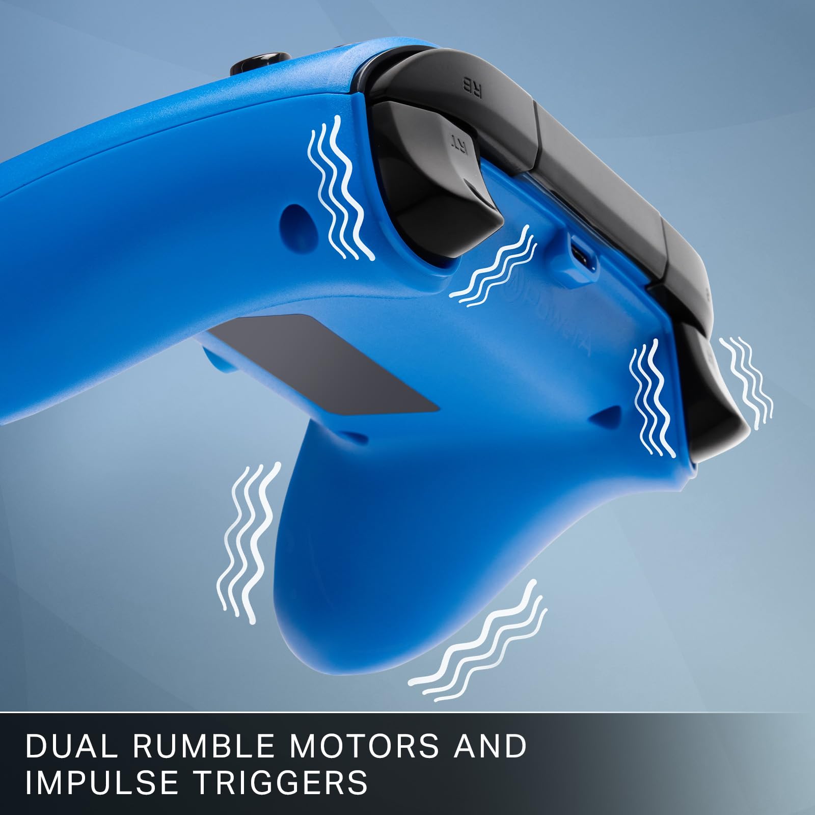 PowerA Manette filaire symétrique pour Xbox Series X|S – Bleu, sous licence officielle, disposition de joystick en ligne, compatible Windows 10/11, double moteurs Rumble, déclencheurs d'impulsion