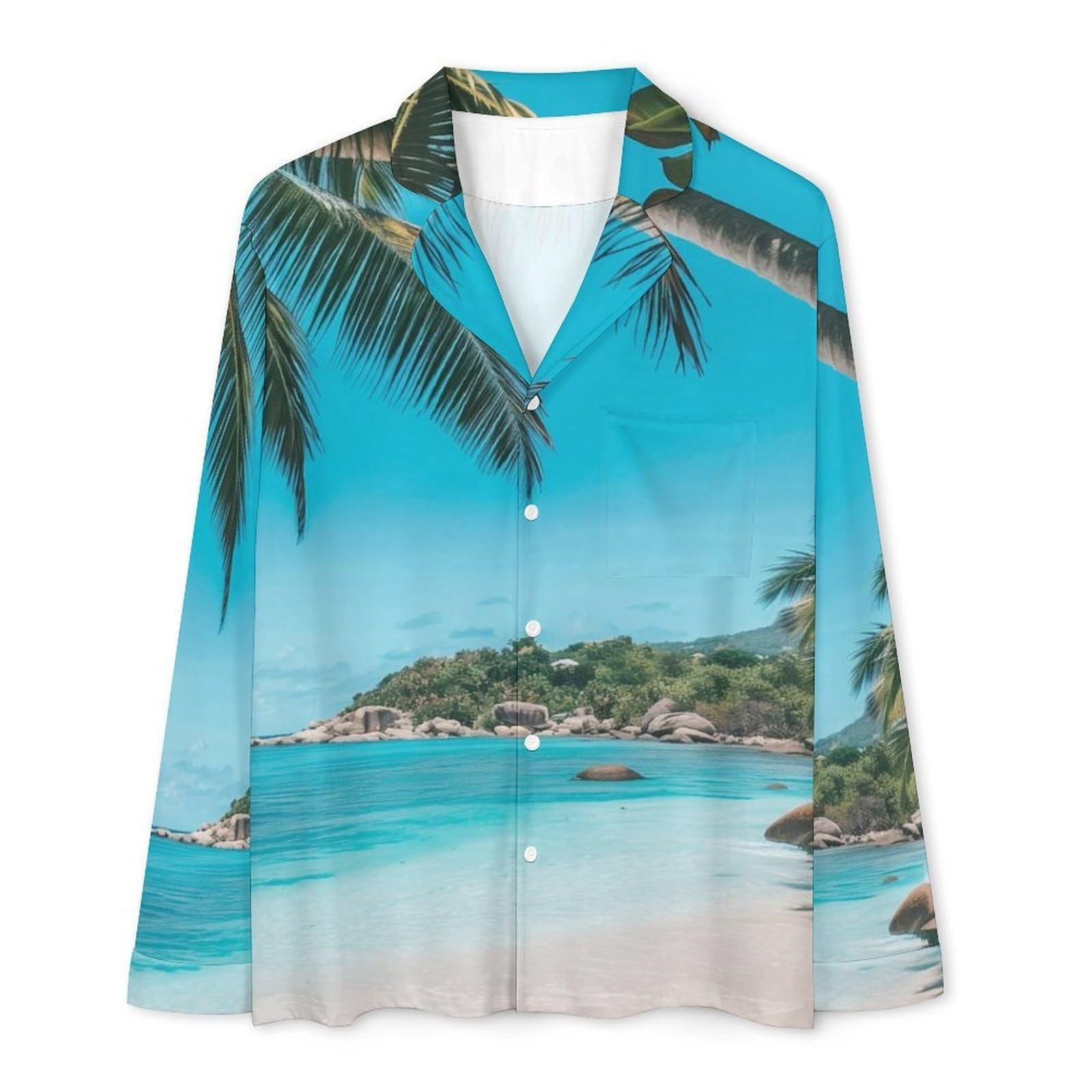 OLEETS Completo Pigiama da Uomo 2 Pezzi - Vista Montagna E Mare Top E Pantaloni in 2 Pezzi Pigiama Casual E Ampio A Maniche Lunghe Morbido Autunnale E Invernale.