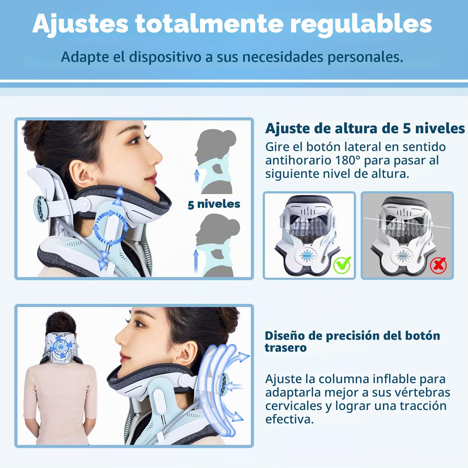 Dispositivo de Tracción Cervical Eléctrico Ajustable - Alivia el Dolor de Cuello y Cuello - Fácil de Usar en Postura de Pie - Terapia de Tracción para Aliviar la Tensión y Mejorar la Movilidad