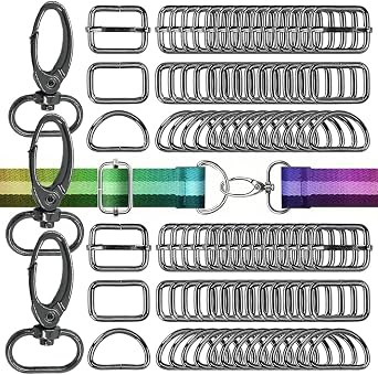 20 PCS Purse Hardware Set,1-1/2 Inch Swivel Hooks, D-Rings, Slide Buckle, Rectangle Ring, 4 Colors