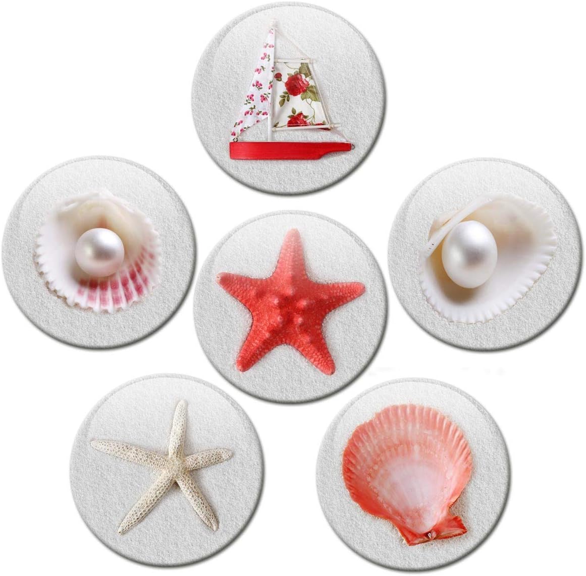 Magnets with Red Maritime Design for Fridge / Magnet Board / Pin Board / Noticeboard / Whiteboard Set of 6 Diameter: 5 cm with GUMA Magnets