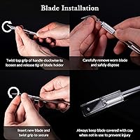 Vista 6 de WA Portman - Juego de cuchillos de hobby – 1 cuchillo de precisión con 10 cuchillas de acero SK5#11 – Herramienta de corte de arte para papel