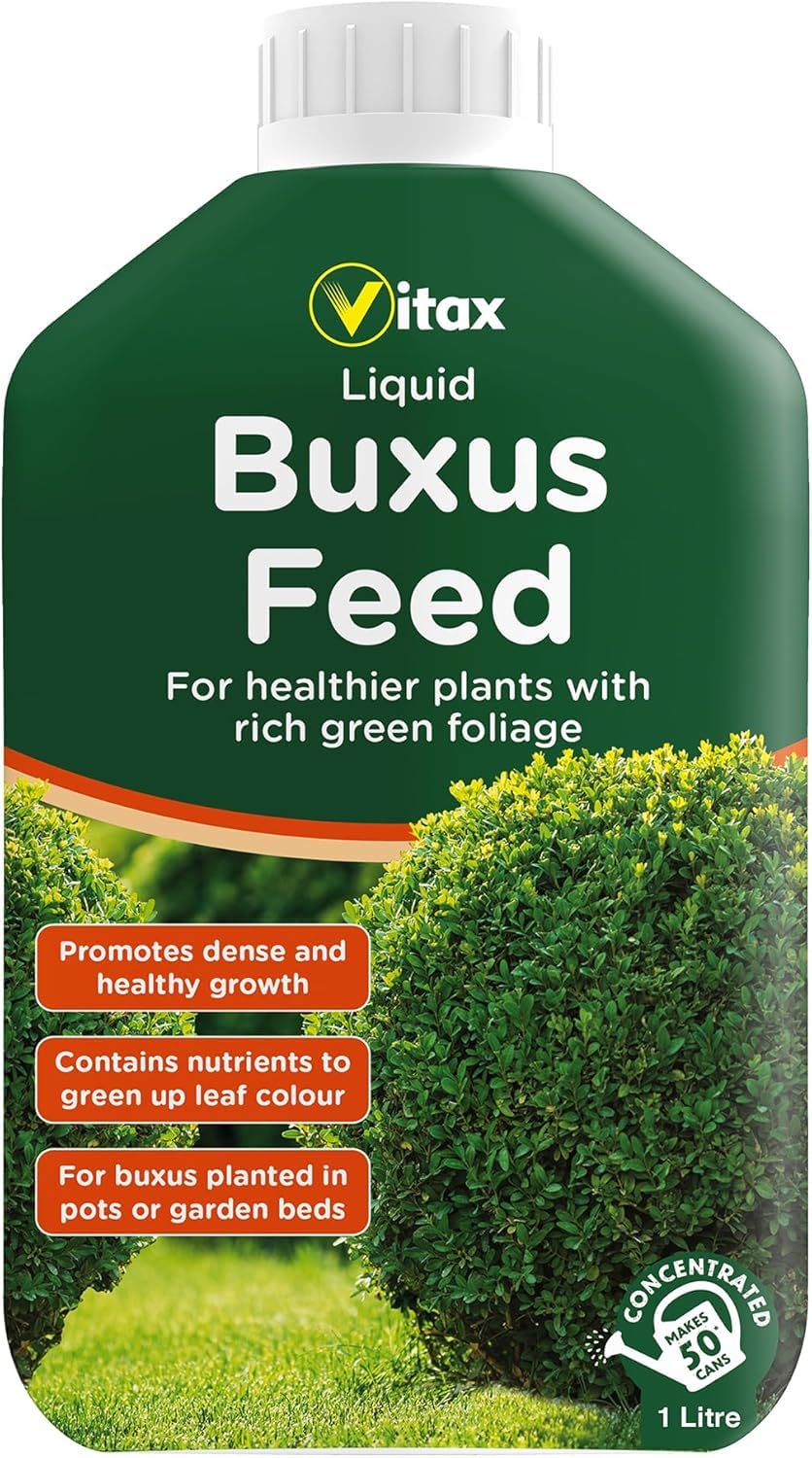 Vitax Buxus Liquid Feed 1L – Concentrated Fertilizer for Strong Growth, Vibrant foliage & Disease Prevention. Ideal for Buxus & Ilex crenata in Pots, Containers or Garden. Makes 50 Watering Cans.