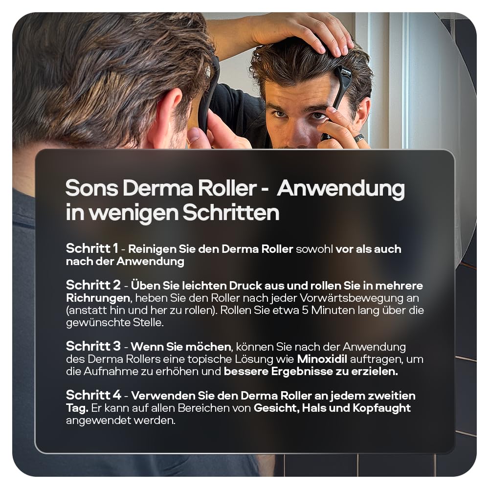 Sons Minoxidil 5% Lösung & 0.25mm Dermaroller für Männer, Haarwachstum