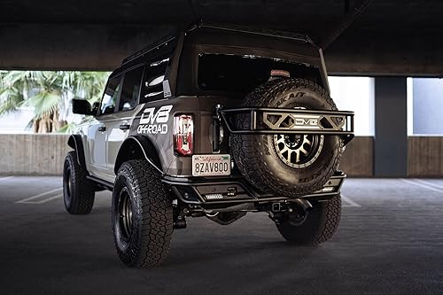 Miniatura 6 de DV8 Offroad Soporte de reubicación de placa trasera para Ford Bronco 2021-2025 | Tornillos al portador de neumáticos OEM y pernos de esquina |