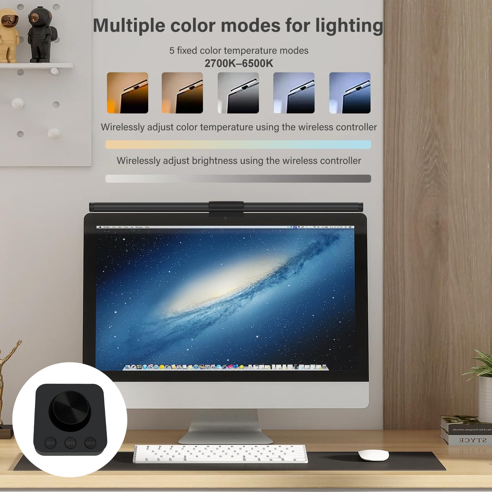 Barre de Lampe de Moniteur USB 55CM avec Télécommande Contrôle Tactile Réglable Luminosité et Teinte Protection des Yeux pour Bureau Maison Jeu