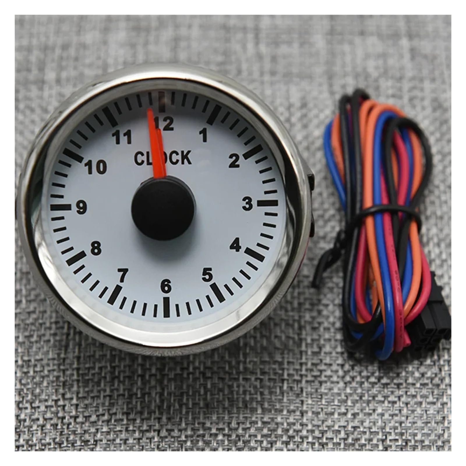 Indicador de reloj de 52mm con luz trasera roja, instrumento de contador de horas de 0-12 horas, contadores de horas for coche, barco, yate, espectáculo de 9-32V Lectura clara(Black)