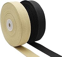 Vista 13 de Correas de algodón de 1 pulgada, 2 rollos/20 yardas para asas de bolsa, bolsa de mano, cinturón de tela, artes y manualidades (negro, gris)