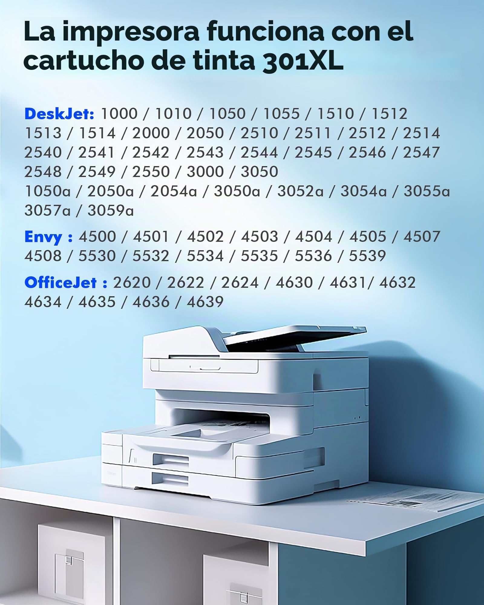 Cartuchos de Tinta HP 301XL Negro y Color, Alta Capacidad Compatible para HP Envy 4500 DeskJet 2540 OfficeJet 2620