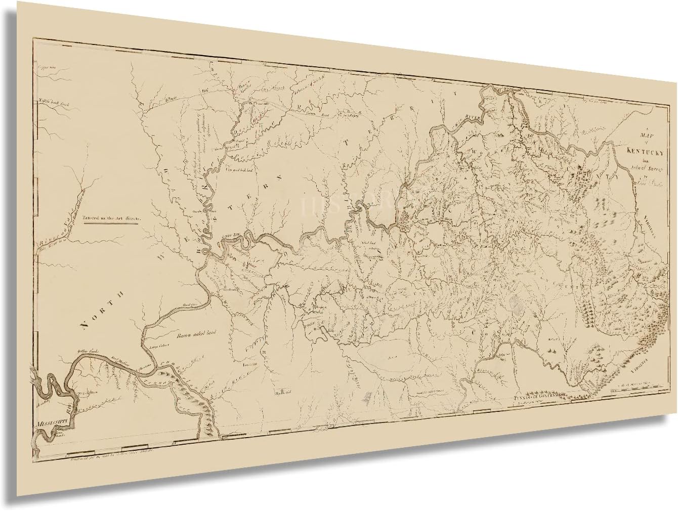 Buy HISTORIX Vintage 1793 Kentucky Map 12x24 Inch Vintage Map of Kentucky Poster Old