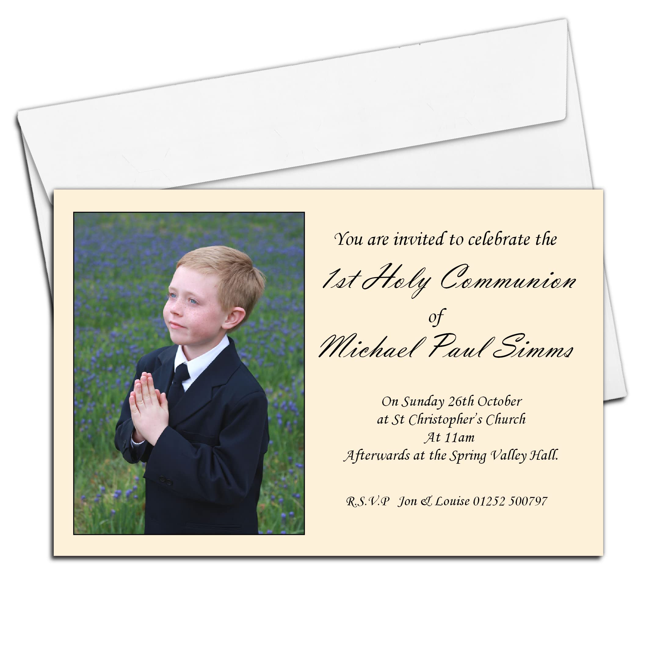 Invite Designs Ltd 10 Personalised Boys 1st First Holy Communion Invitations Photo Invites N16