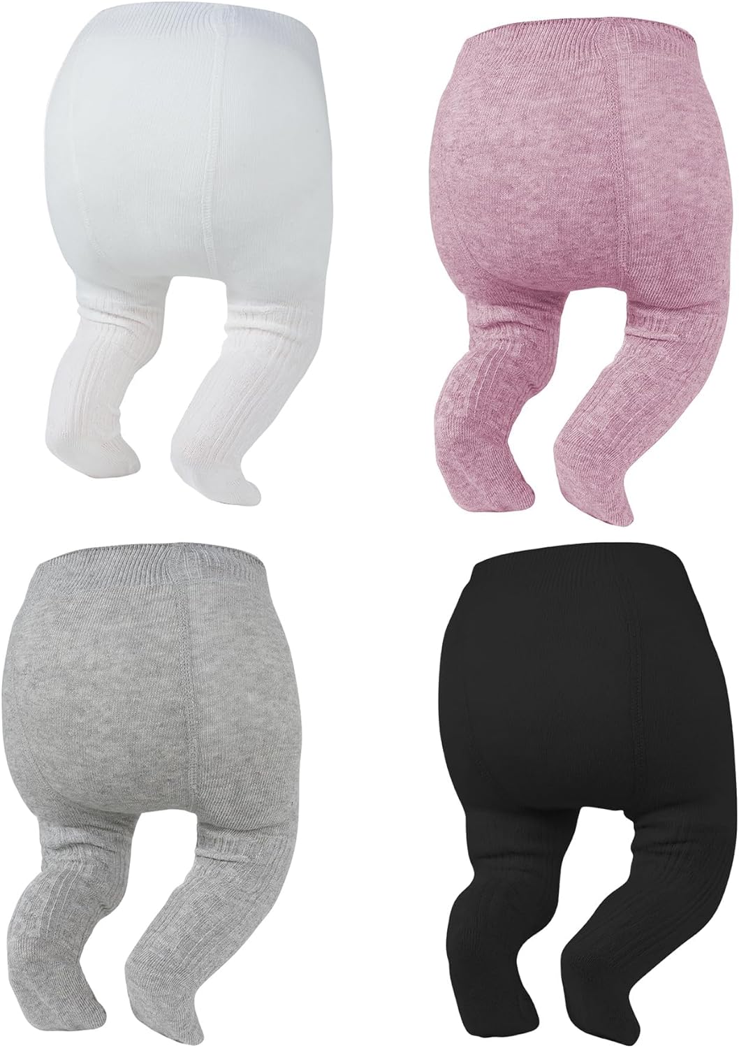 Zando 4Pack Baby Girls Tights Infant Cable Knit Tights Winter Cotton Warm Full-Footed Leggings Stockings Pantyhose 0-12M