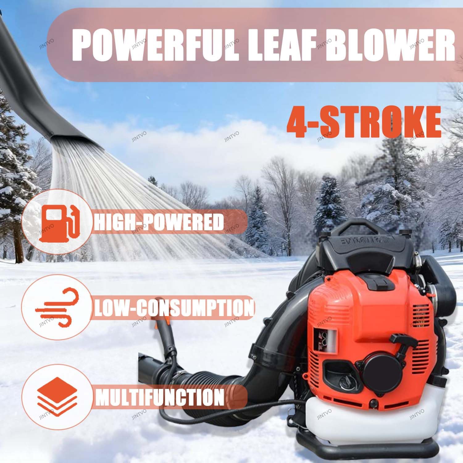 Soplador De Mochila De Gasolina De 4 Tiempos, Soplador De Hojas Y Nieve De Alta Eficiencia, No Requiere Mezcla De Combustible, Gran Volumen De Aire para Limpieza De Hojas En El Jardín(Red)