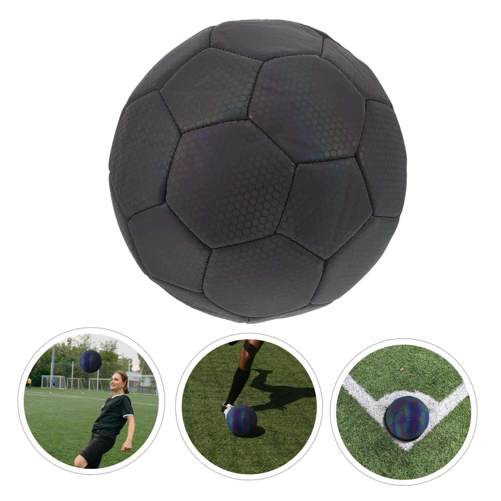 Pallone da Calcio Olografico Riflettente, Pallone Luminoso Calcio | Gomma, Pelle Sintetica e Camera Butilica, Uso Versatile per Allenamento, Club e Decorazioni Scuola