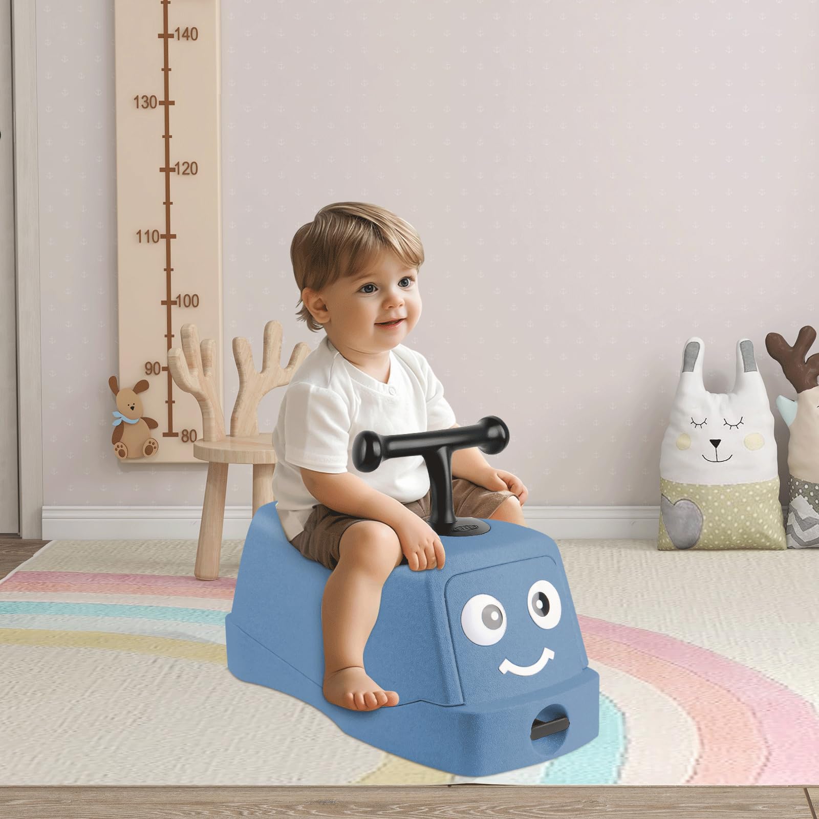 Auto portante multifunzione per bambini, 52 x 22,5 x 24 cm, design cartone animato, beige (blu)