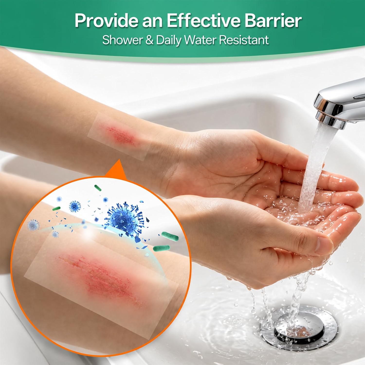 Hydrocolloid Bandage Roll, Waterproof Adhesive Dressing (2in*16ft) | Cut-to-Size with 5mm Peel-Edge, Ultra Absorbent for Face, Acne, Blisters, Sensitive Skin, Daily Household & Outdoor Care