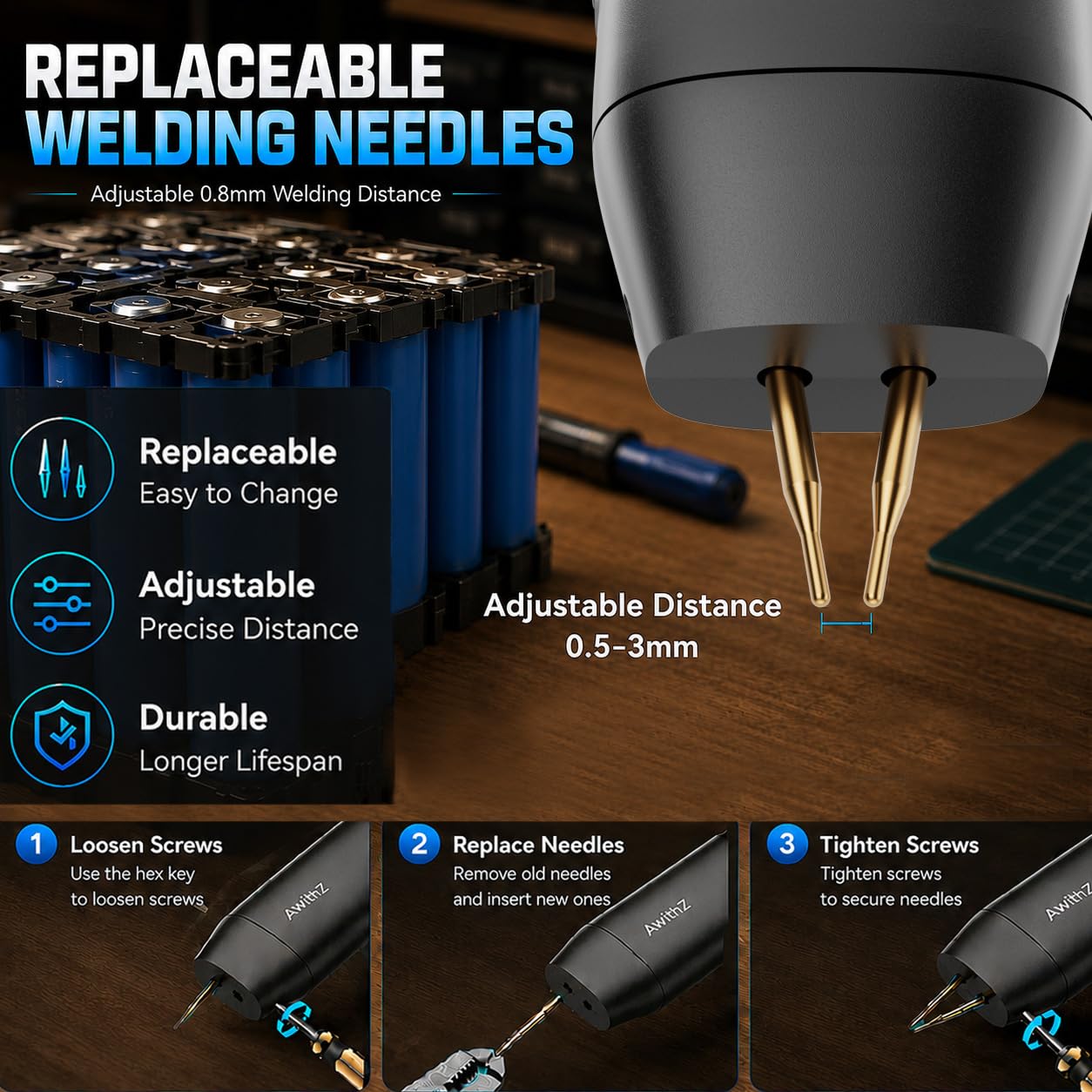 Soudeuse par points pour batteries H5, améliorée 0,1-0,3mm avec double sortie d'impulsion, 5000mAh 0,2mm en nickel pur pour la fabrication de packs de batteries DIY