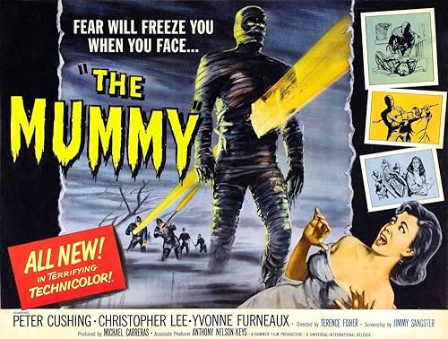 Posterazzi Póster de Mummy': Christopher Lee Lower Right: Yvonne Furneaux On Hammer Horror Classic Art 1959 Película Masterprint (14 x 11)