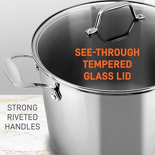 Miniatura 6 de NutriChef 12-Quart Stainless Steel Stock Pot - 188 Food Grade Stainless Steel Heavy Duty Induction - Large Stockpot for Stews, Simmering & Soups