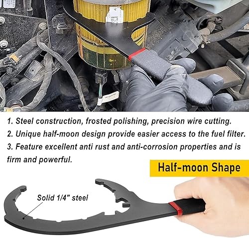 Miniatura 5 de Llave de filtro de combustible diésel 61090 de 5 pulgadas para camiones Davco Diesel Pro 230, 232, 233, 234, 242, 243 y Shop Pro ST, Clase 4, 5 y 6,